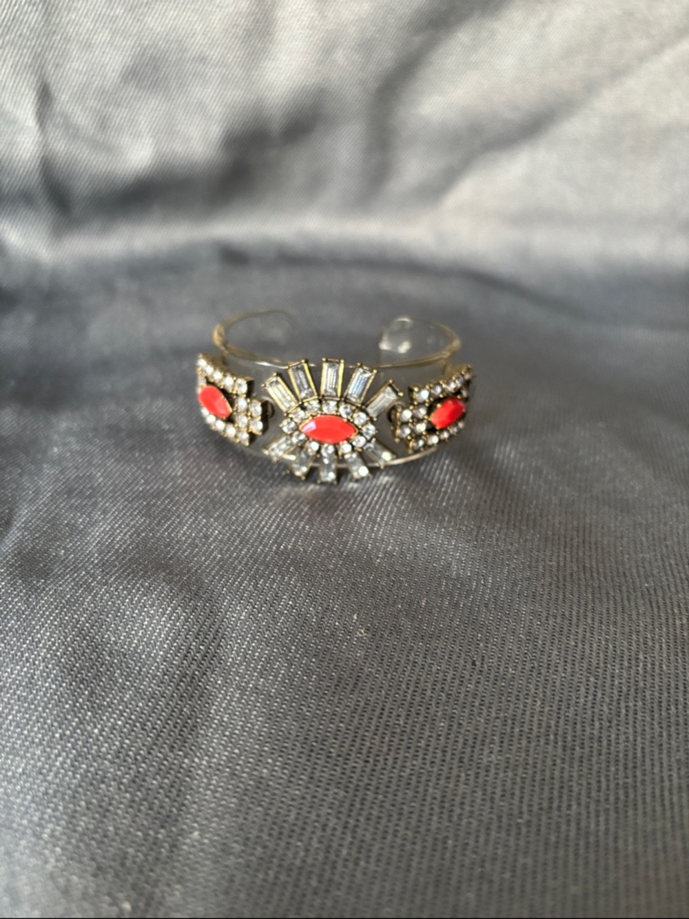 J. Crew Gold-Tone Orange Accent Crystal Cuff Bracelet